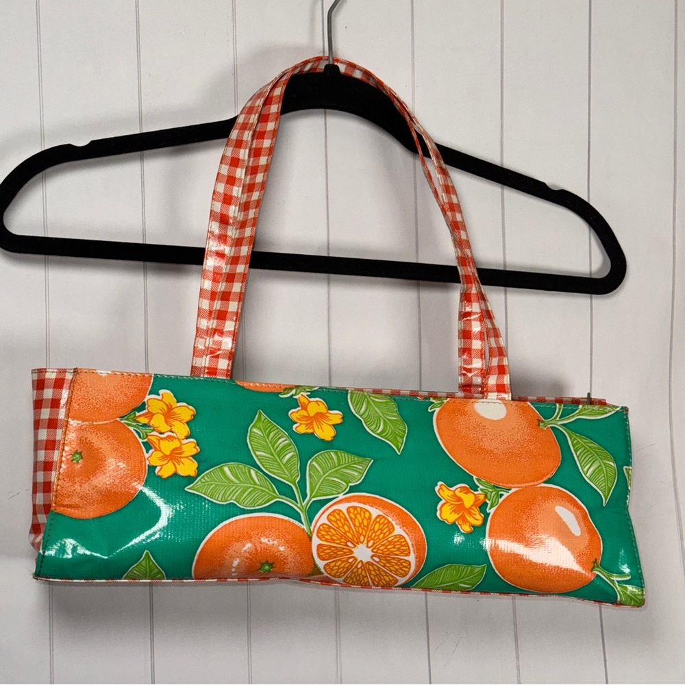 Calocho Mexico Artist Hand Painted Shoulder Bag Citrus Orange Kitsch Cottagecore